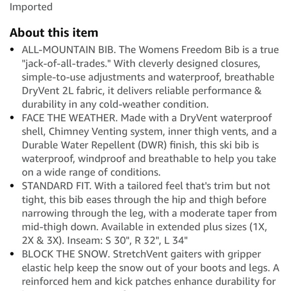 North face woman’s size snow pants bib large freedom bib regular ski overall. - Picture 6 of 13